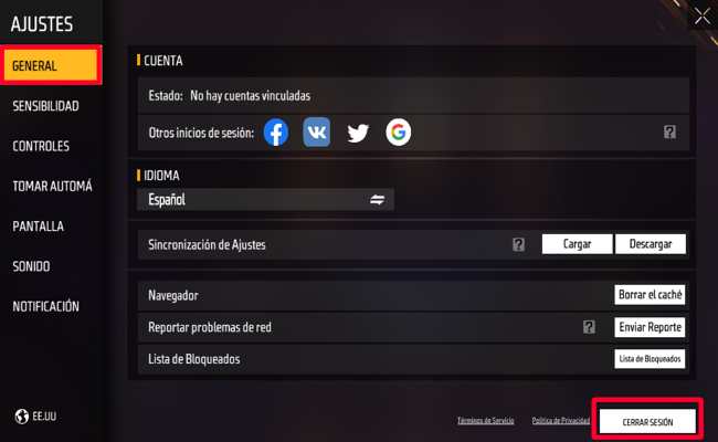 como cerrar sesion en free fire para hacer cuenta en otra region