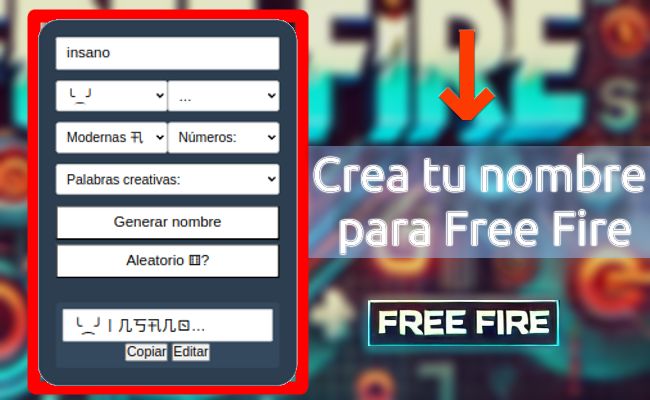 Crea tu nombre para Free Fire